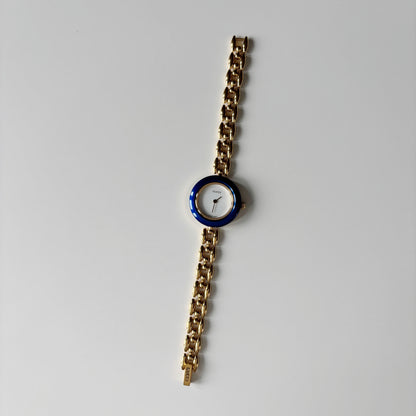 Gucci 1990s Interchangeable Bezel Gold Plated Rice Chain Watch with 6 bezels, case (160mm)