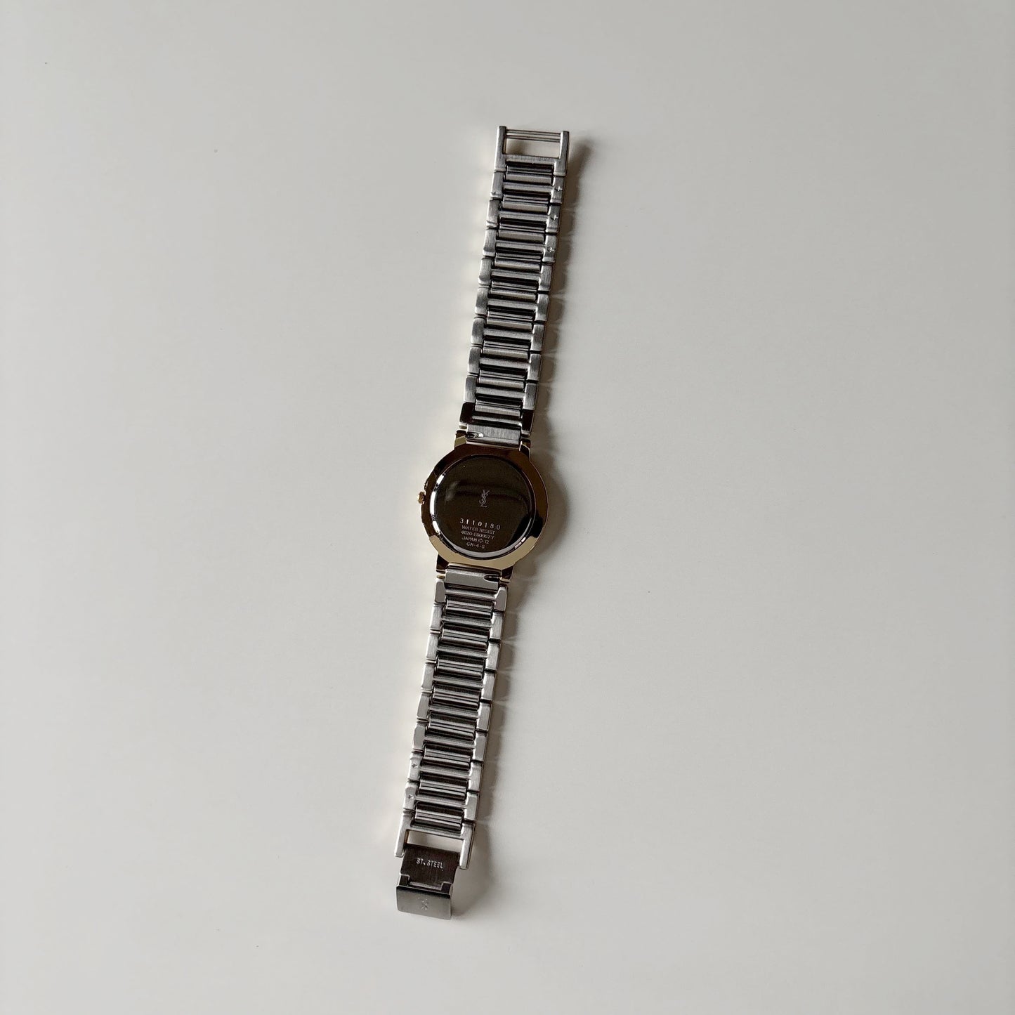 Yves Saint Laurent 1990s Cream Round Dial Two Tone Watch (Large)