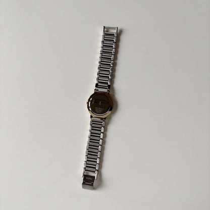 Yves Saint Laurent 1990s Cream Round Dial Two Tone Watch (Large)