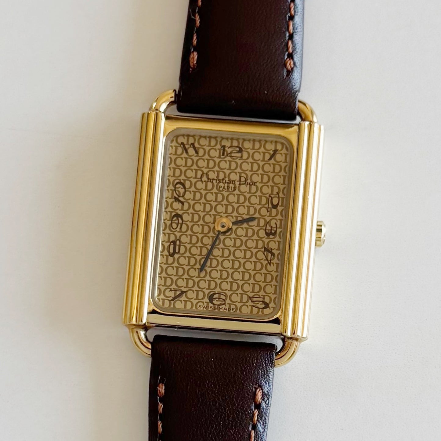 Dior 1990s Tank Gold Plated Watch