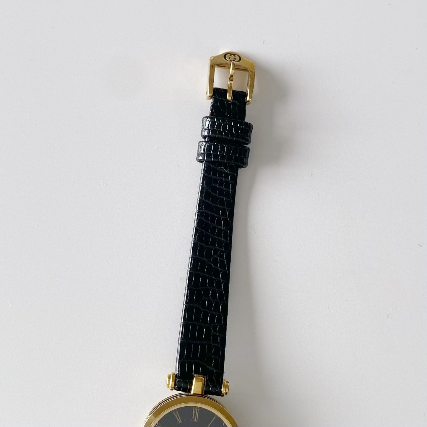 Gucci 1990s Sherry Black Dial Gold Plated Watch