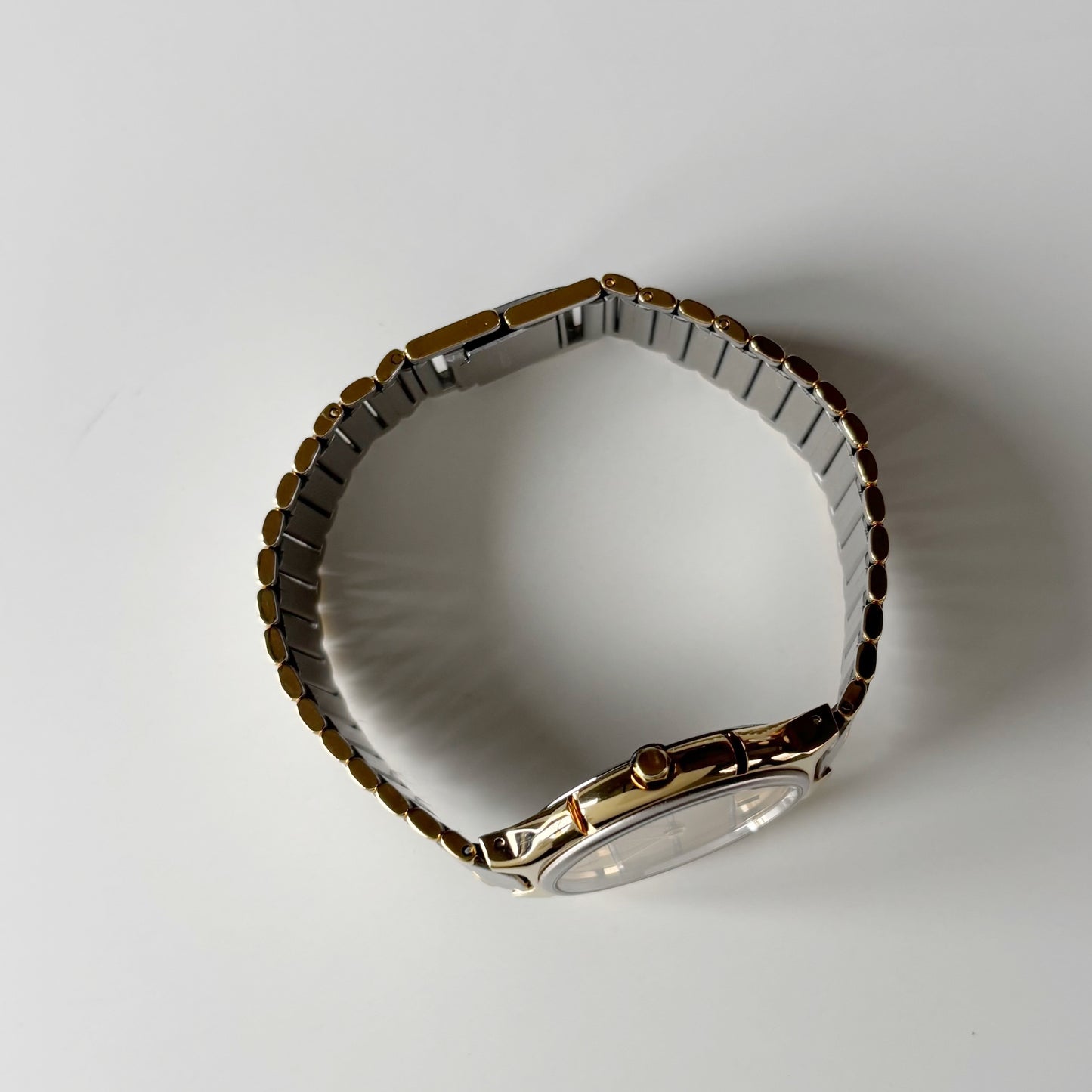 Yves Saint Laurent 1990s Round Dial Two Tone Gold Plated Watch (Large)