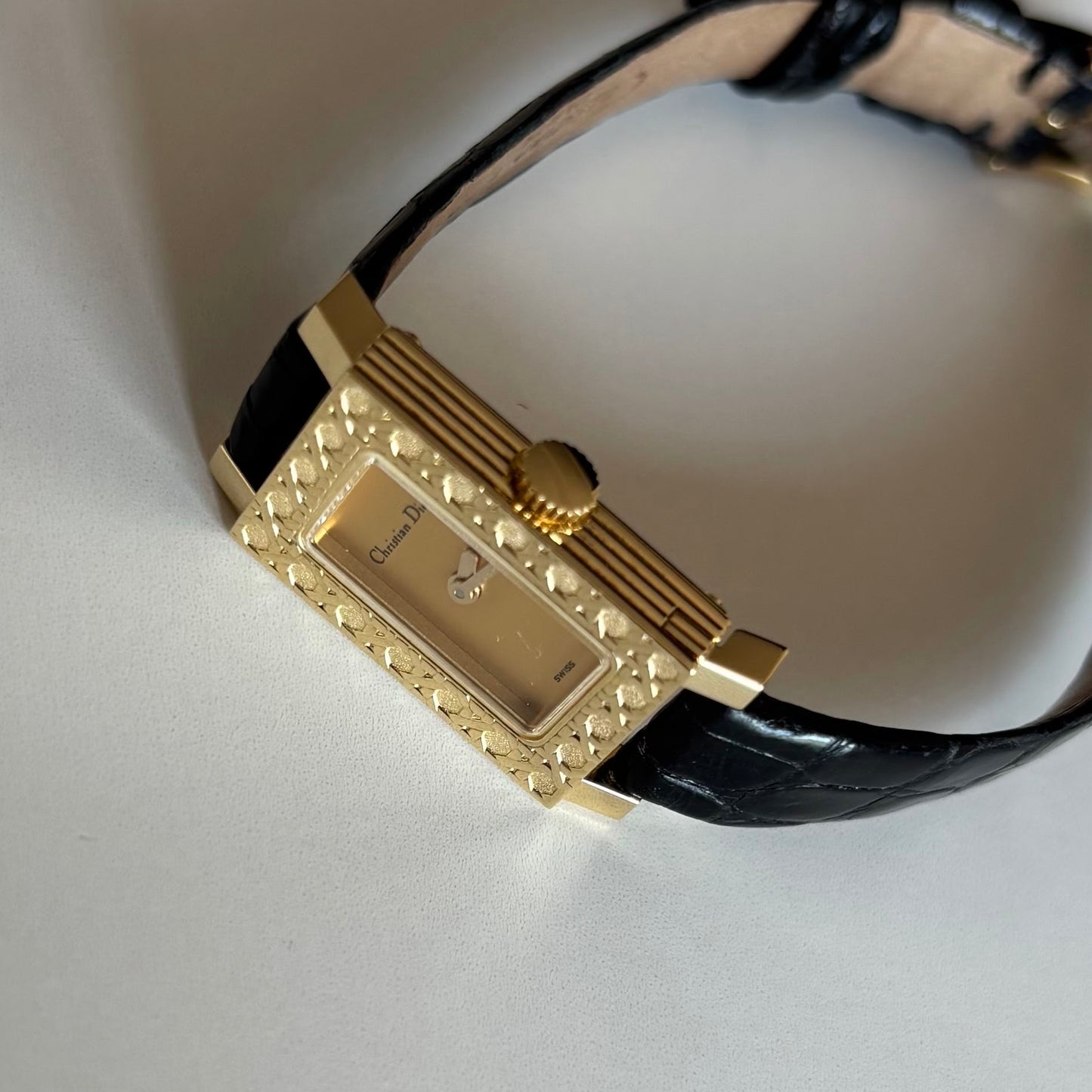 Dior 1990s La Parisienne  18K Solid Gold Case Tank Watch