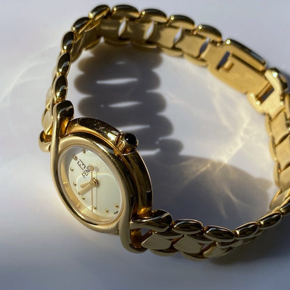 Fendi 1990s Seashell Dial Gold Plated Watch