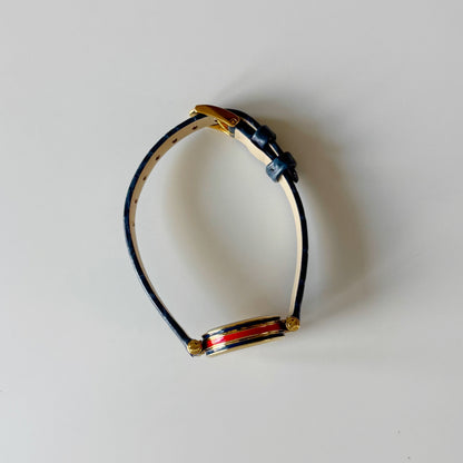 Gucci 1990s Sherry Round Dial Blue Watch