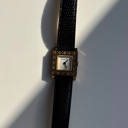 Dior 1990s La Parisienne Interchangeable Strap Gold Plated Watch with 3 straps, case