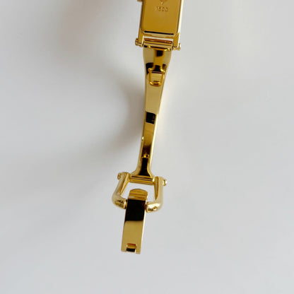Gucci 1990s Seashell Dial Rectangular Gold Plated Bangle Watch