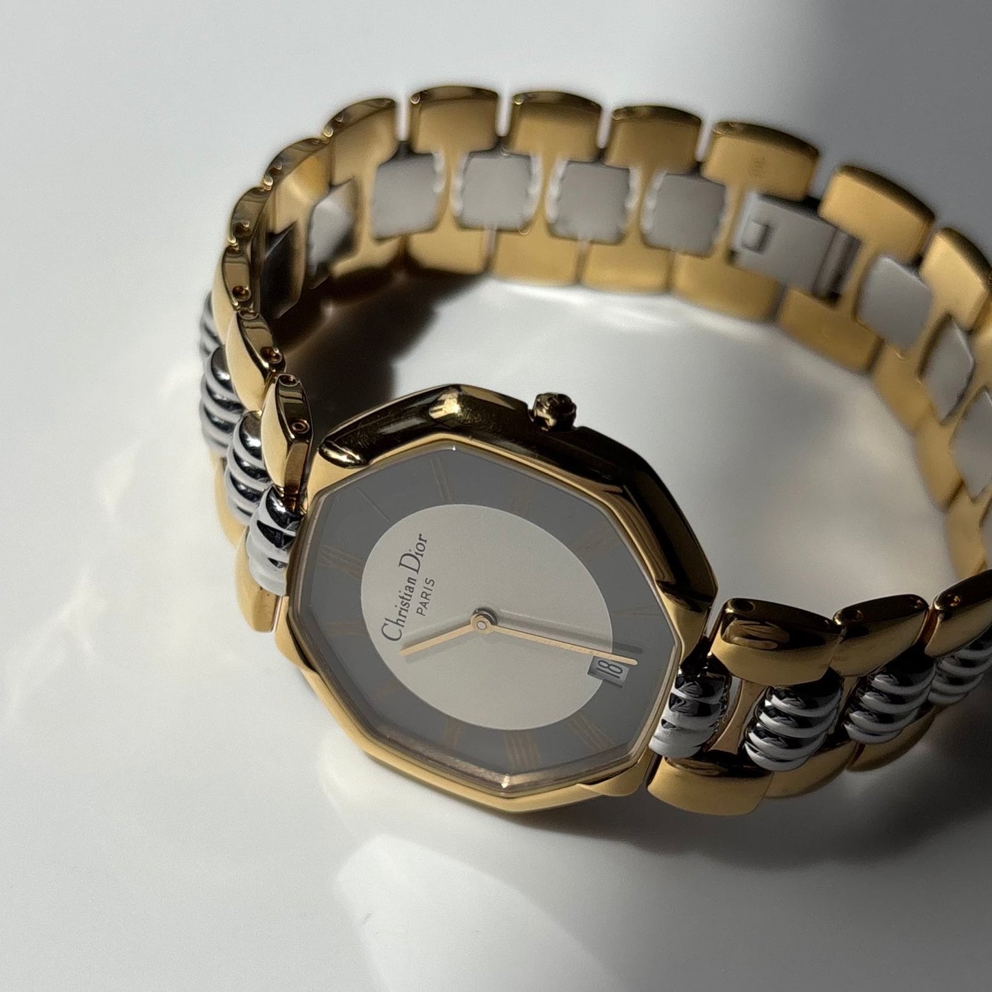 Dior 1990s Octagon Date Dial Two Tone Watch (Large) (5/31)