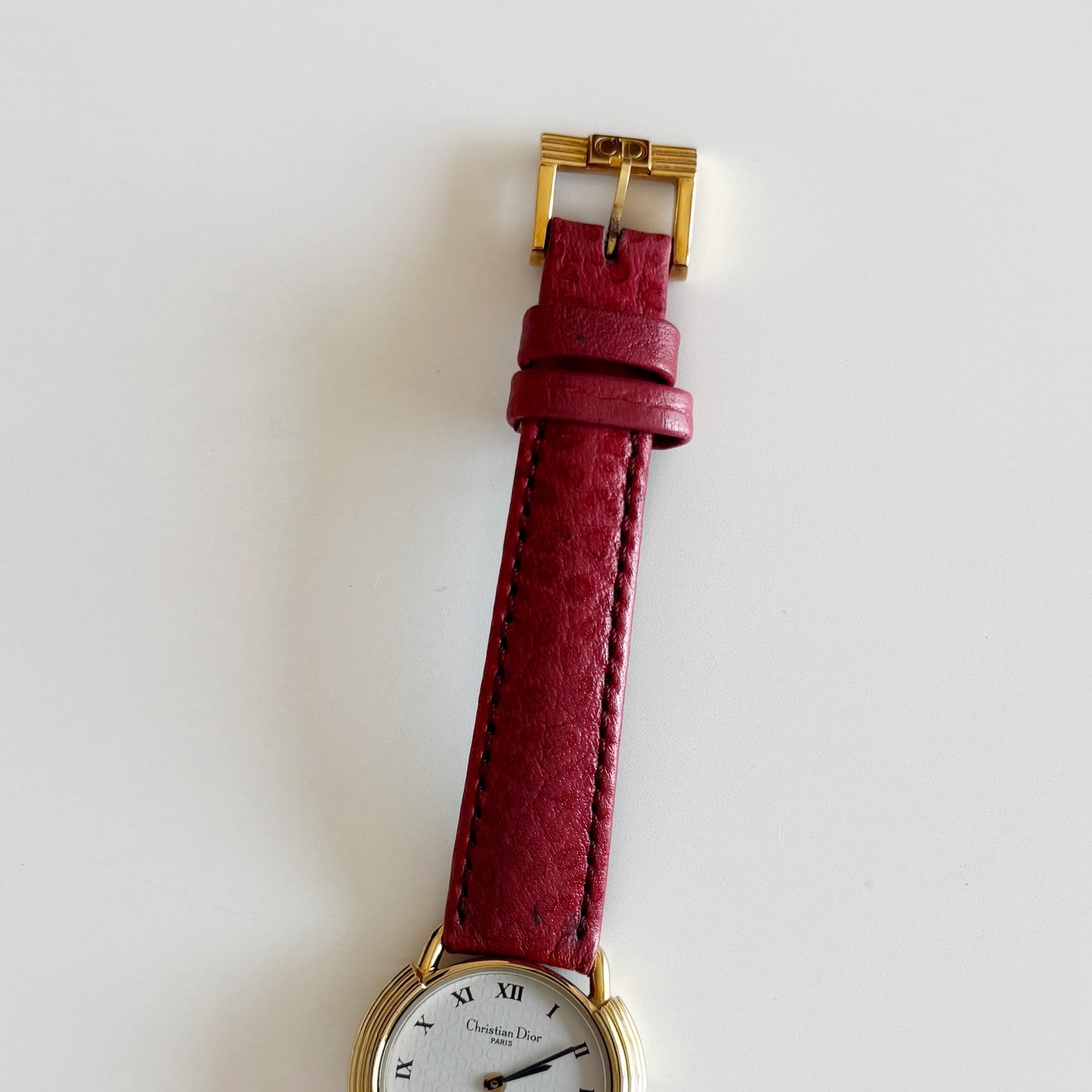 Dior 1990s CD Logo Round Dial Gold Plated Watch