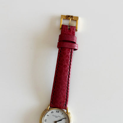 Dior 1990s CD Logo Round Dial Gold Plated Watch