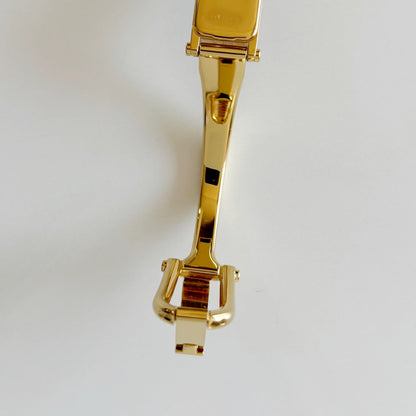 Gucci 1990s Black Dial Gold Plated Bangle Watch