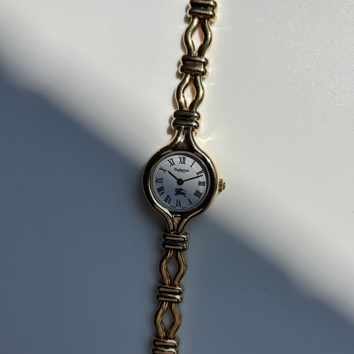 Burberry 1990s Round Dial Gold Plated Watch