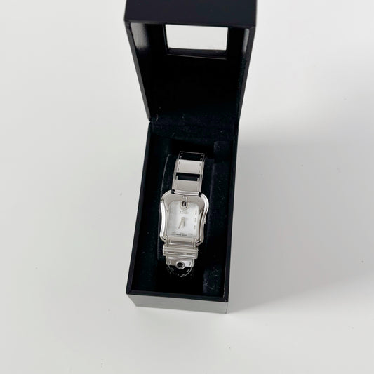 Fendi 1990s Seashell Dial Stainless steel Silver Buckle Watch