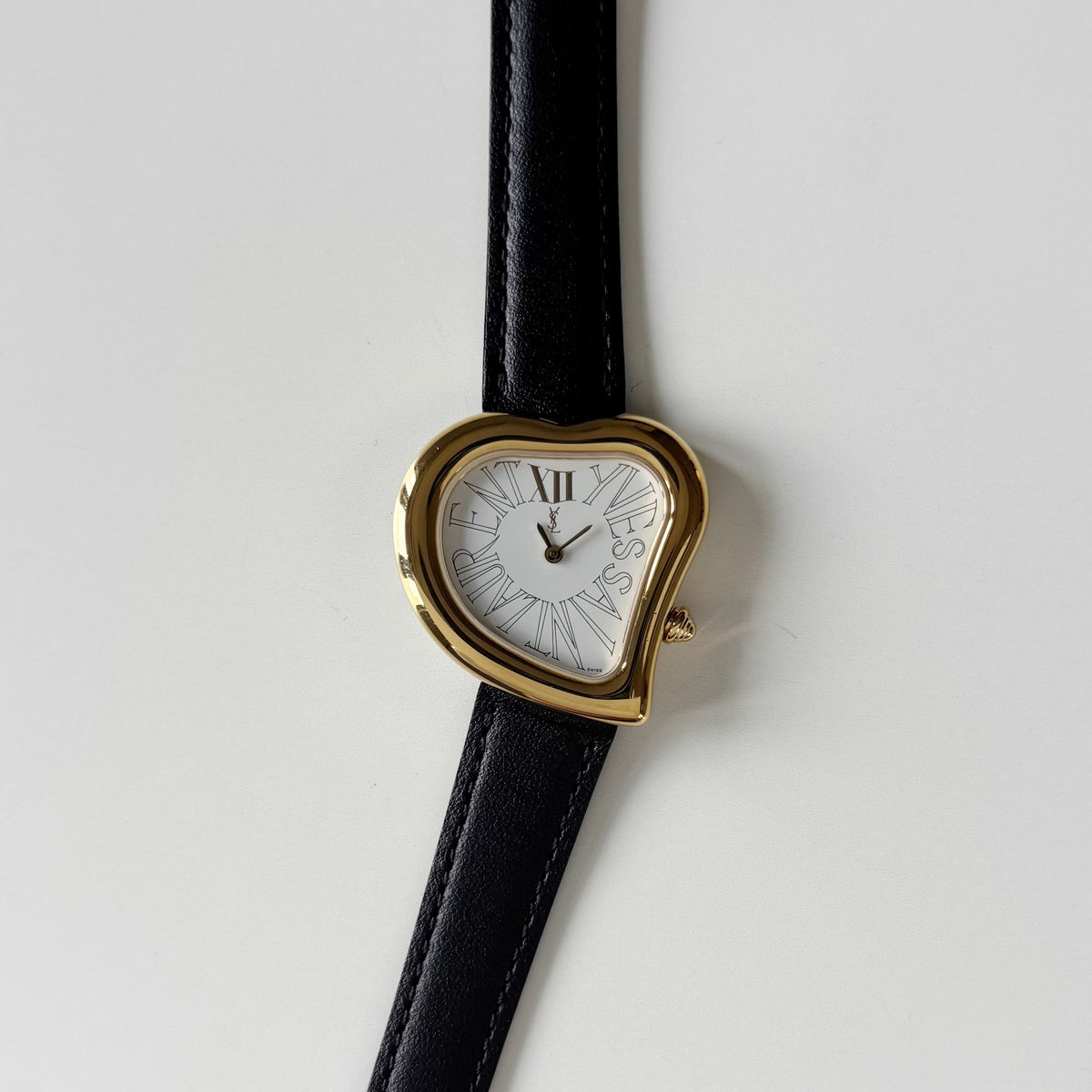Yves Saint Laurent 1990s Heart Shaped Gold Plated Watch