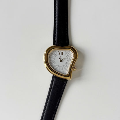 Yves Saint Laurent 1990s Heart Shaped Gold Plated Watch