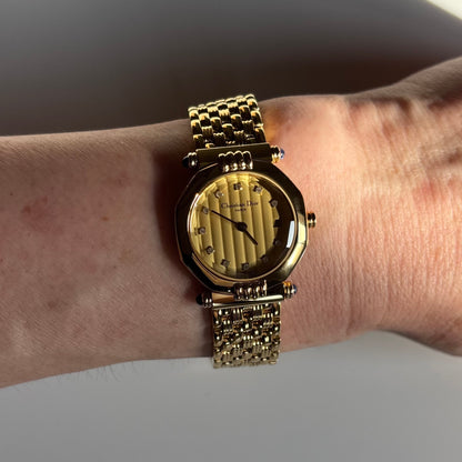 Dior 1990s Octagon Dial Gold Plated Watch