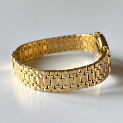 Gucci 1990s Cream Dial Date Gold Plated Watch