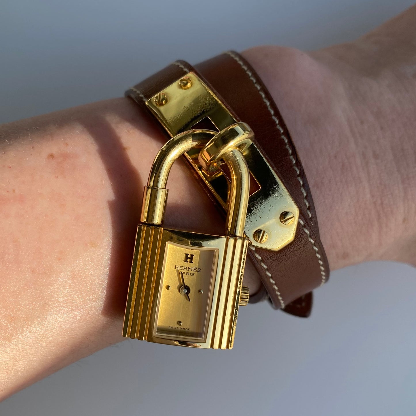 Hermes 1990s Kelly Gold Plated Watch