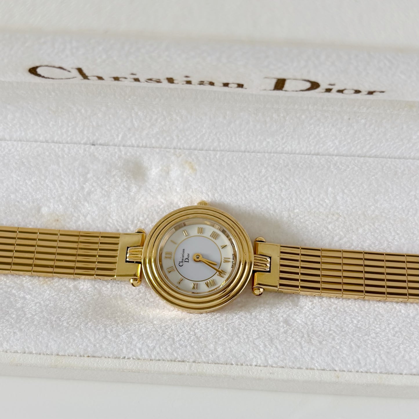 Dior 1990s Round Dial Gold Plated Watch