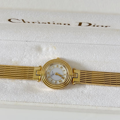 Dior 1990s Round Dial Gold Plated Watch