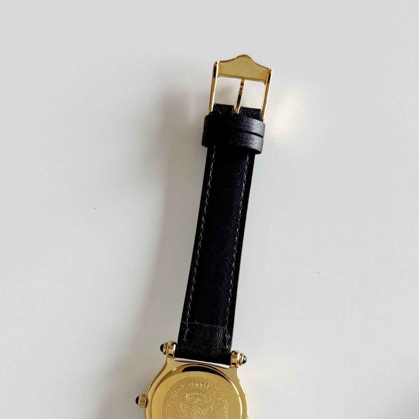 Gucci 1990s Black Dial Gold Plated Watch