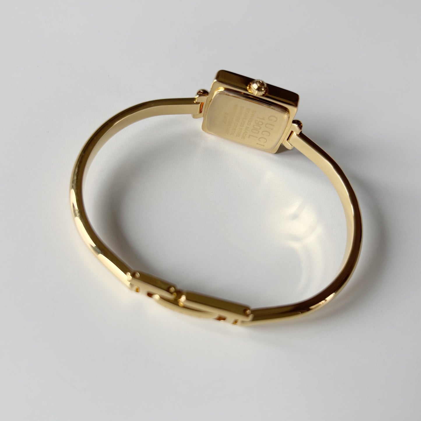 Gucci 1990s Square Dial Gold Plated Bangle Watch