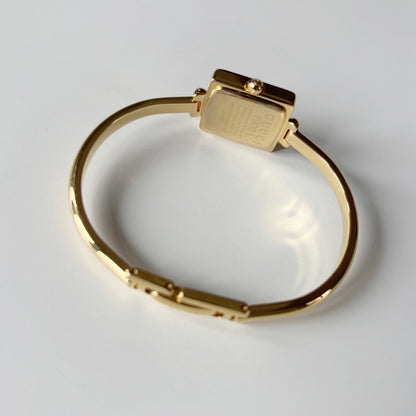Gucci 1990s Square Dial Gold Plated Bangle Watch