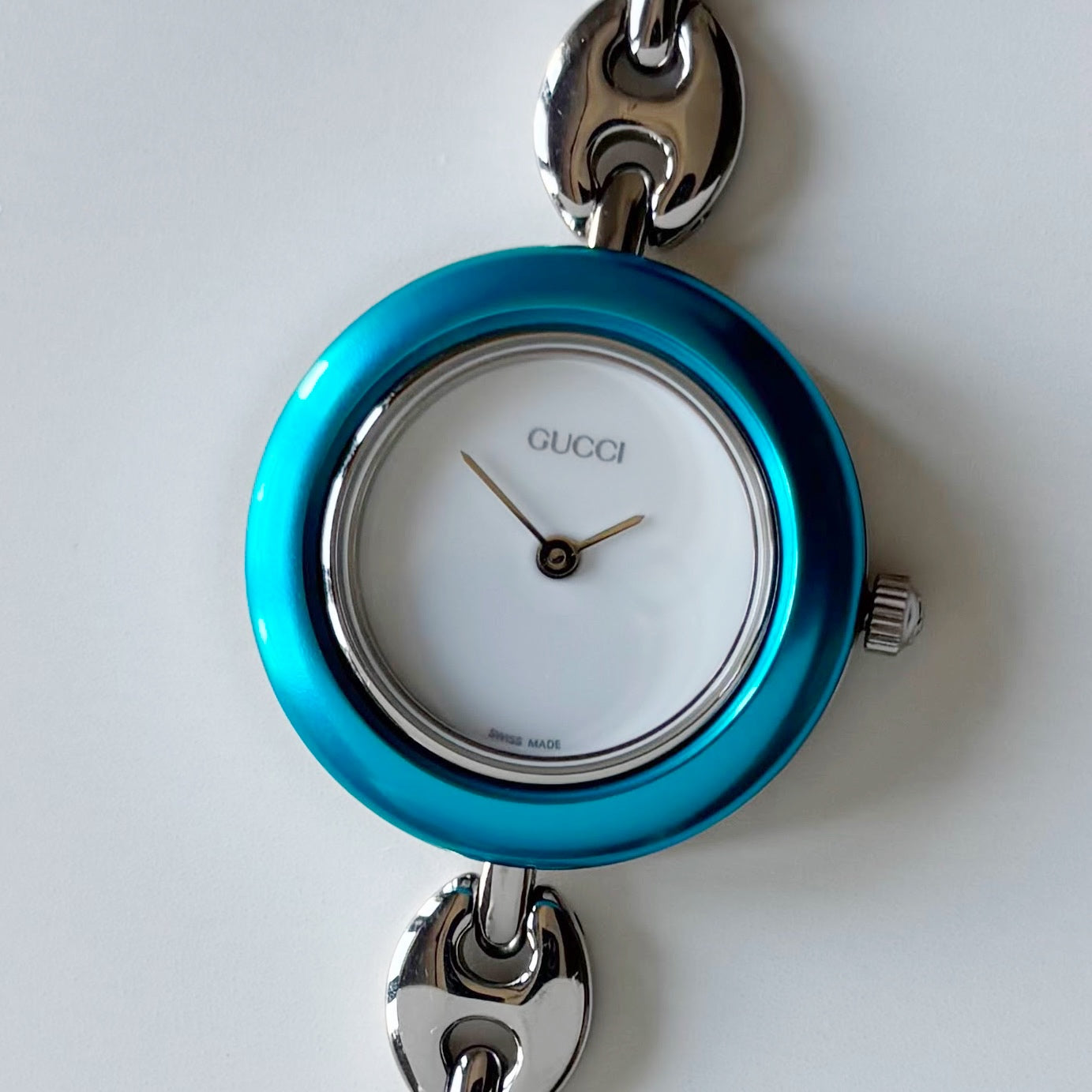 Gucci 1990s Interchangeable Bezel Stainless steel Watch with 6 bezels, Case (165mm)