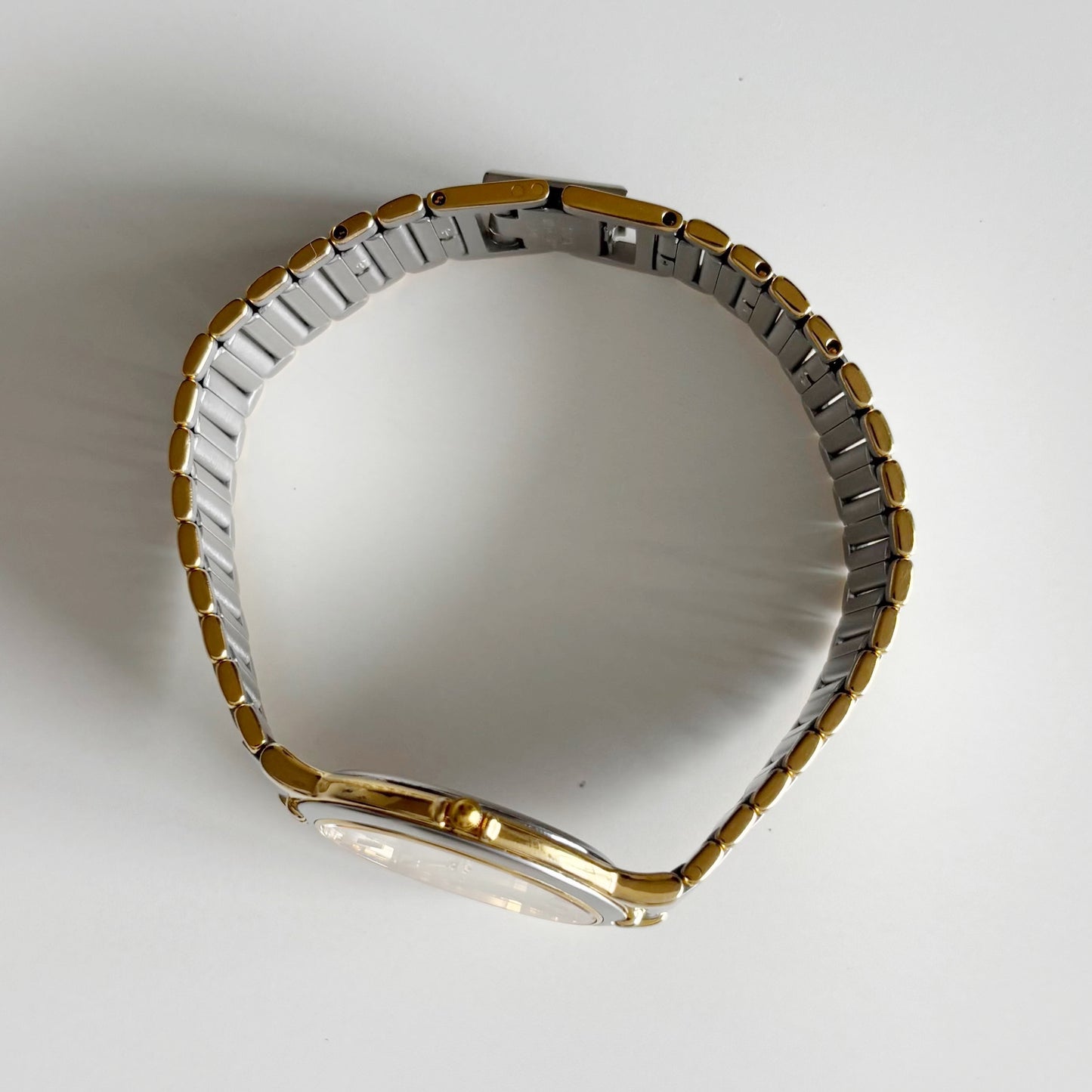 Yves Saint Laurent 1990s Round Dial Gold Plated Two Tone Watch (Large)