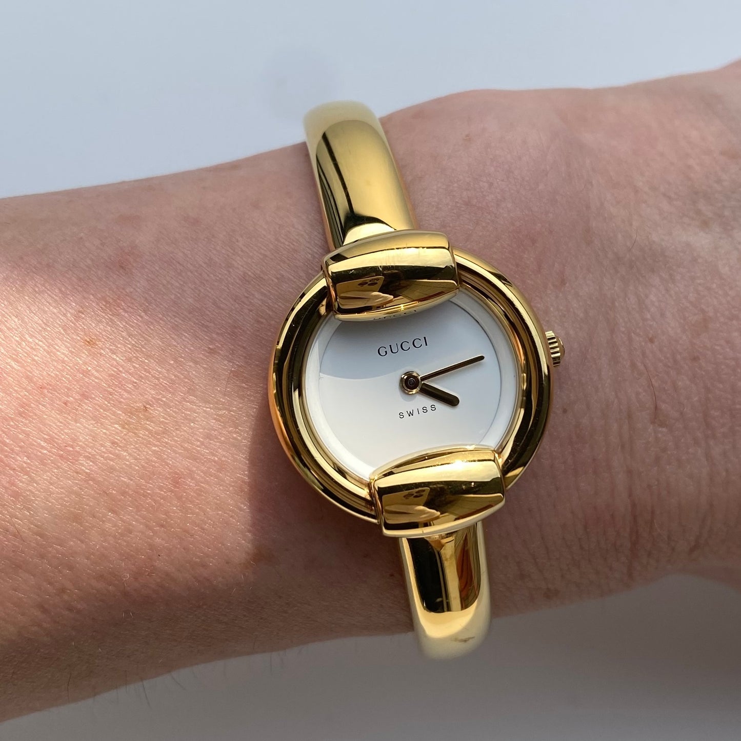 Gucci 1990s Gold Plated Bangle Watch