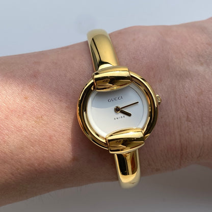 Gucci 1990s Gold Plated Bangle Watch