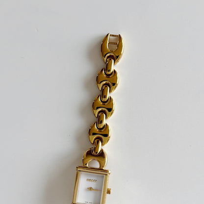 Gucci 1990s Interchangeable Strap Gold Plated Watch Watch with 3 belts, case