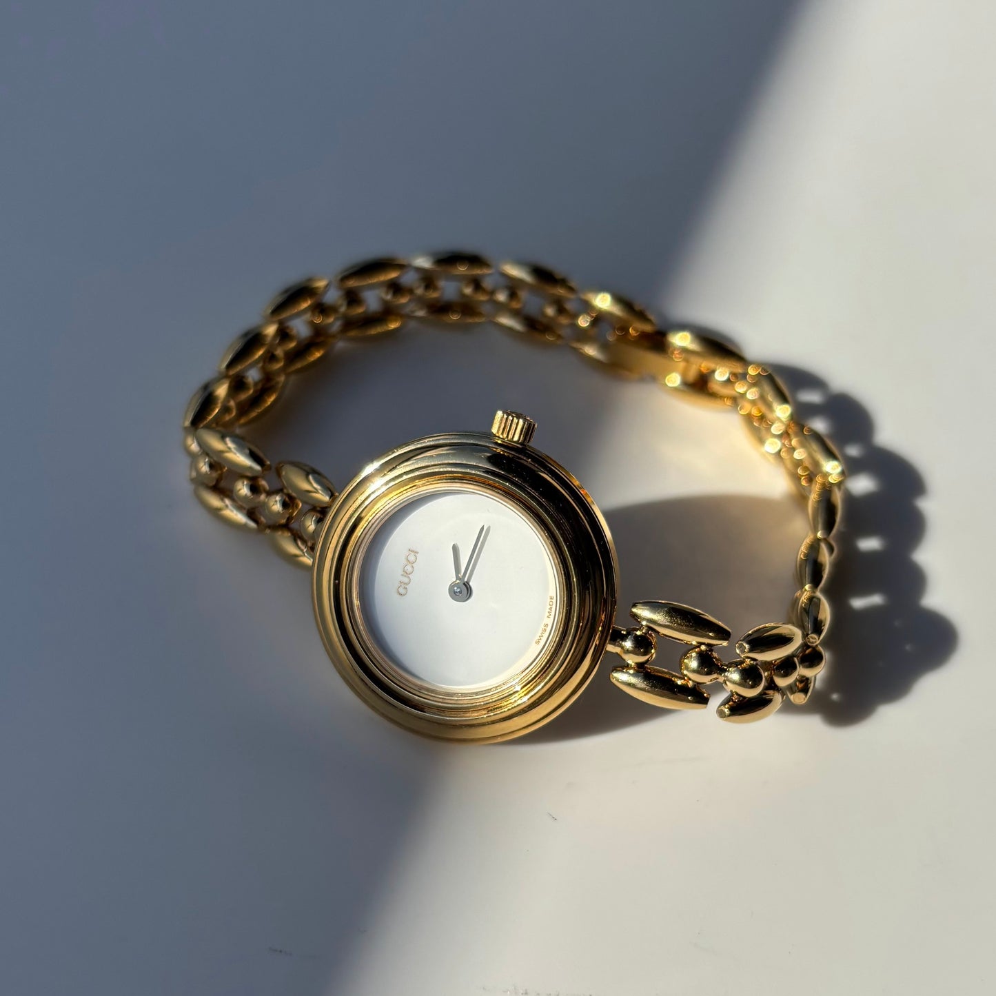 Gucci 1990s Interchangeable Bezel Gold Plated Watch with 6 bezels, case (167mm)