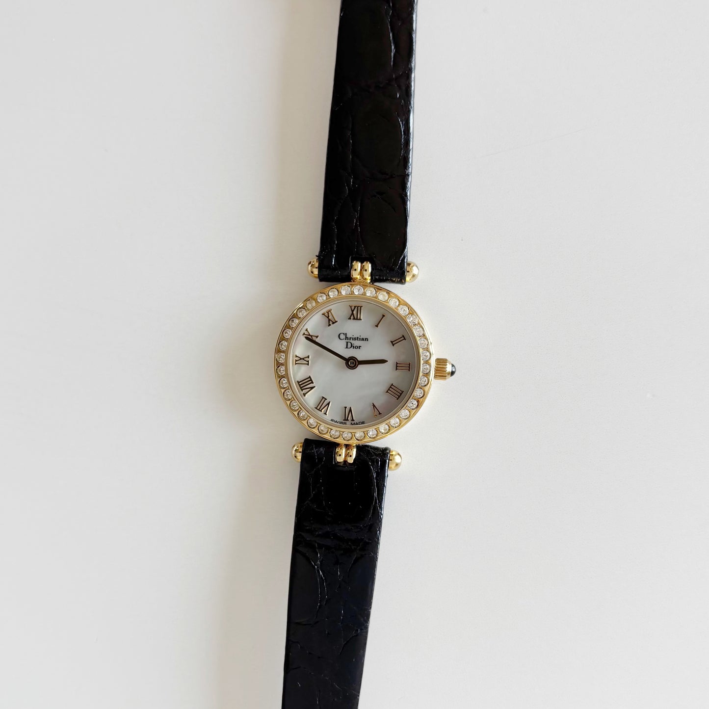 Dior 1990s Seashell Round Dial Gold Plated Watch