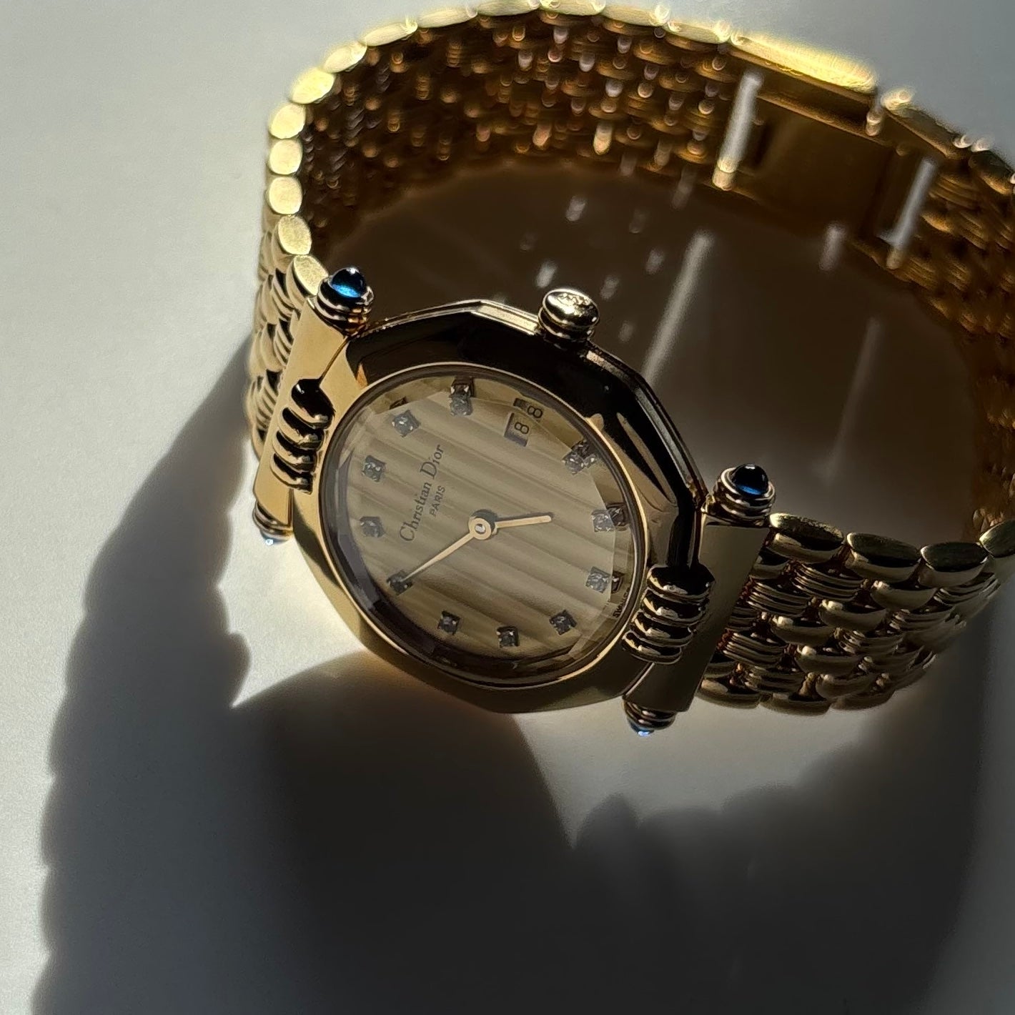 Dior 1990s Octagon Dial Gold Plated Watch