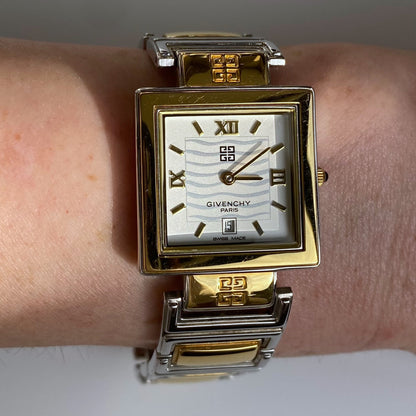 Givenchy 1990s Square Two Tone Watch