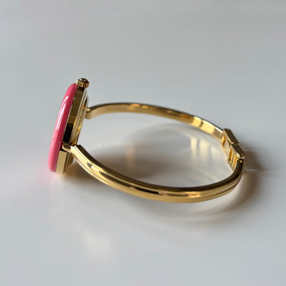 Gucci 1990s Interchangeable Bezel Gold Plated Bangle Watch with case, 12 bezels