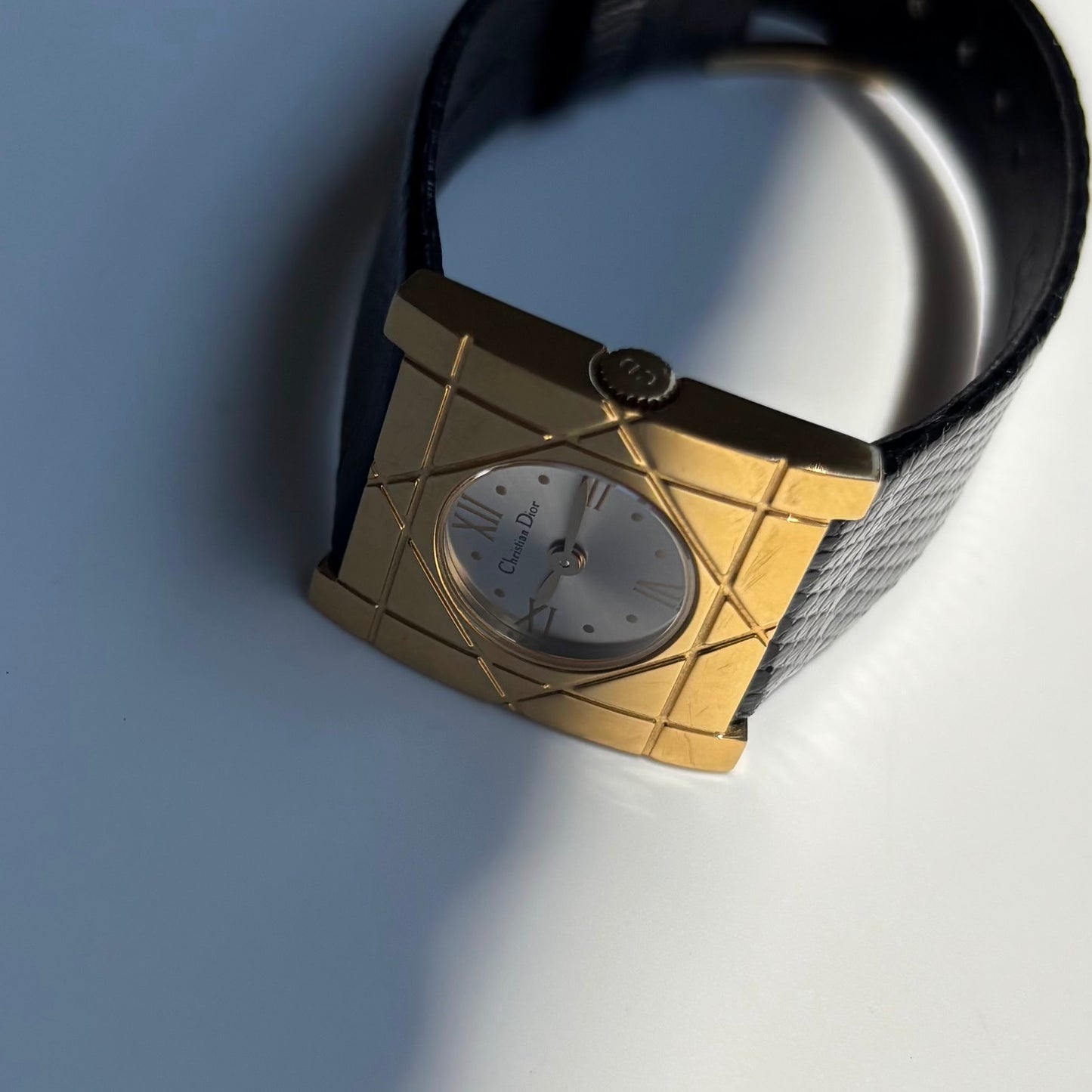 Dior 1990s Square Dial Gold Plated Watch