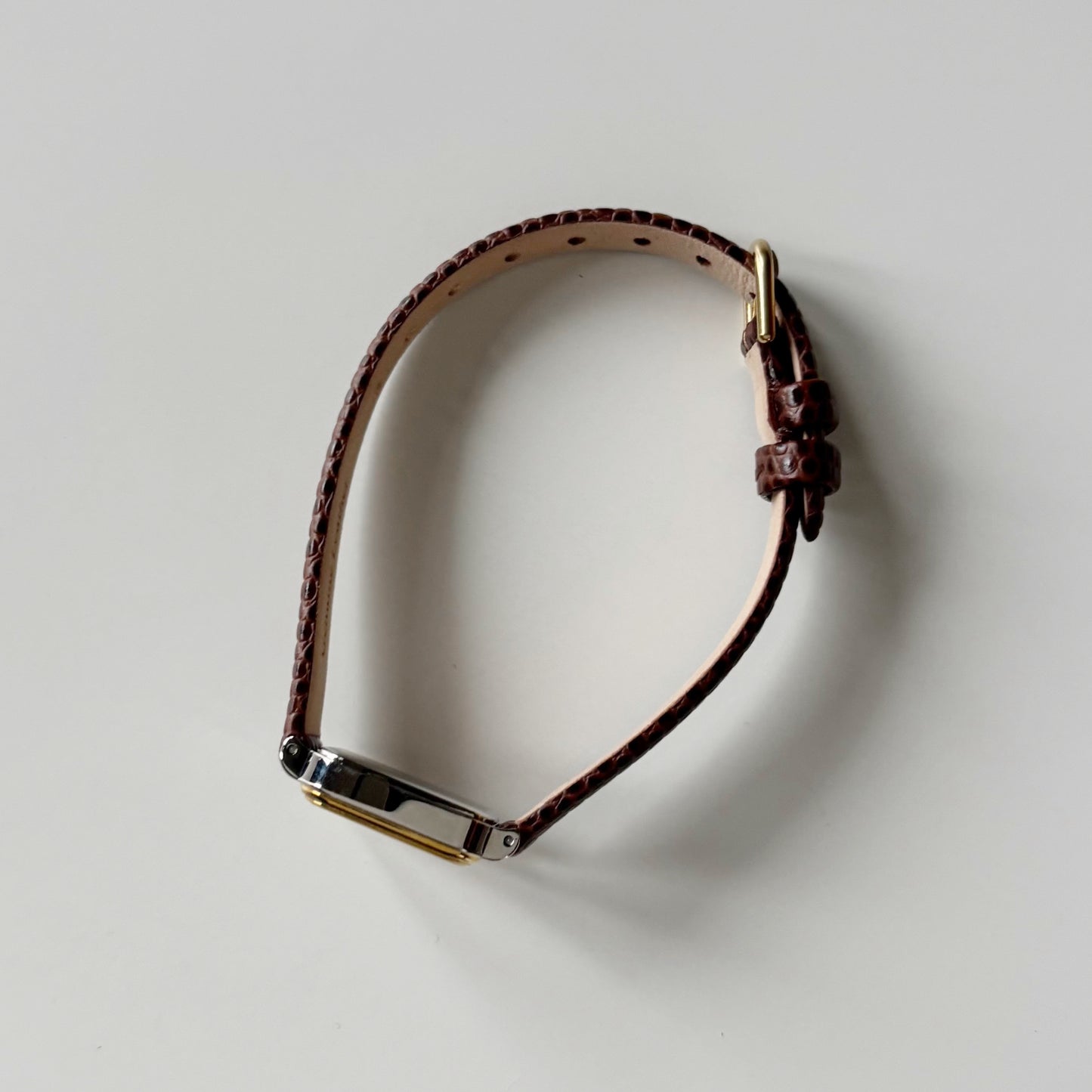 Celine 1980s Rectangular Dial Two Tone Watch