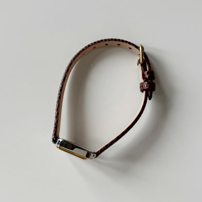 Celine 1980s Rectangular Dial Two Tone Watch