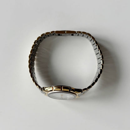 Yves Saint Laurent 1990s Round Dial Two-Tone Gold-Plated Watch