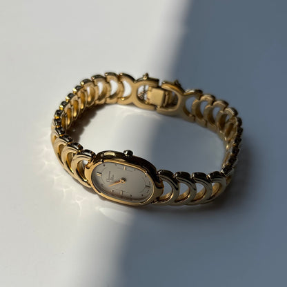 Dior 1990s Oval Dial Gold Plated Watch