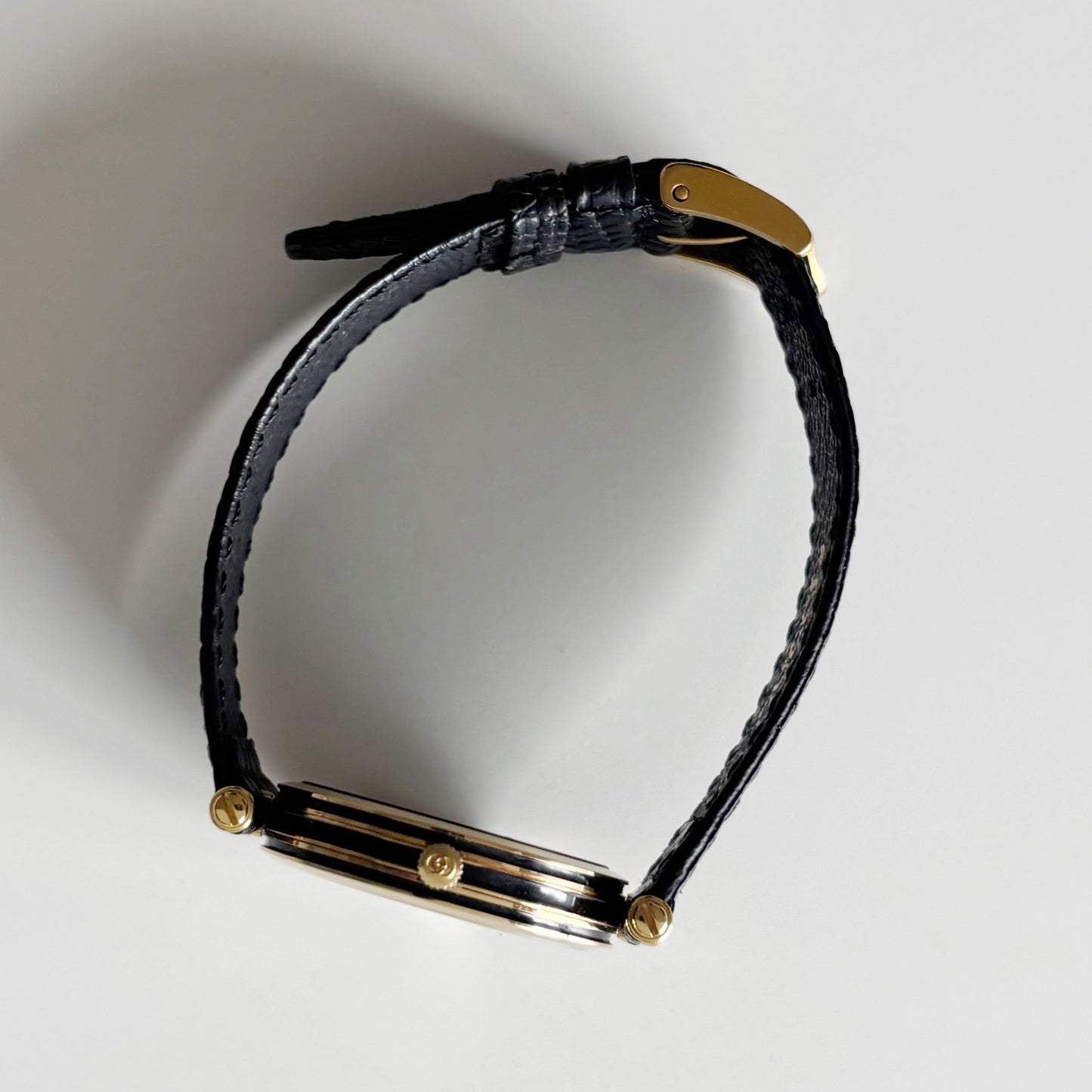 Gucci 1990s Black Dial Gold Plated Watch (Large)