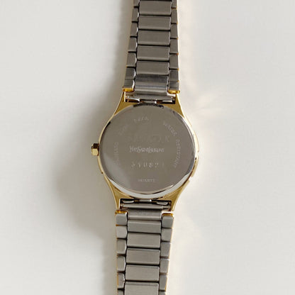Yves Saint Laurent 1990s Moon Phase Two Tone Watch