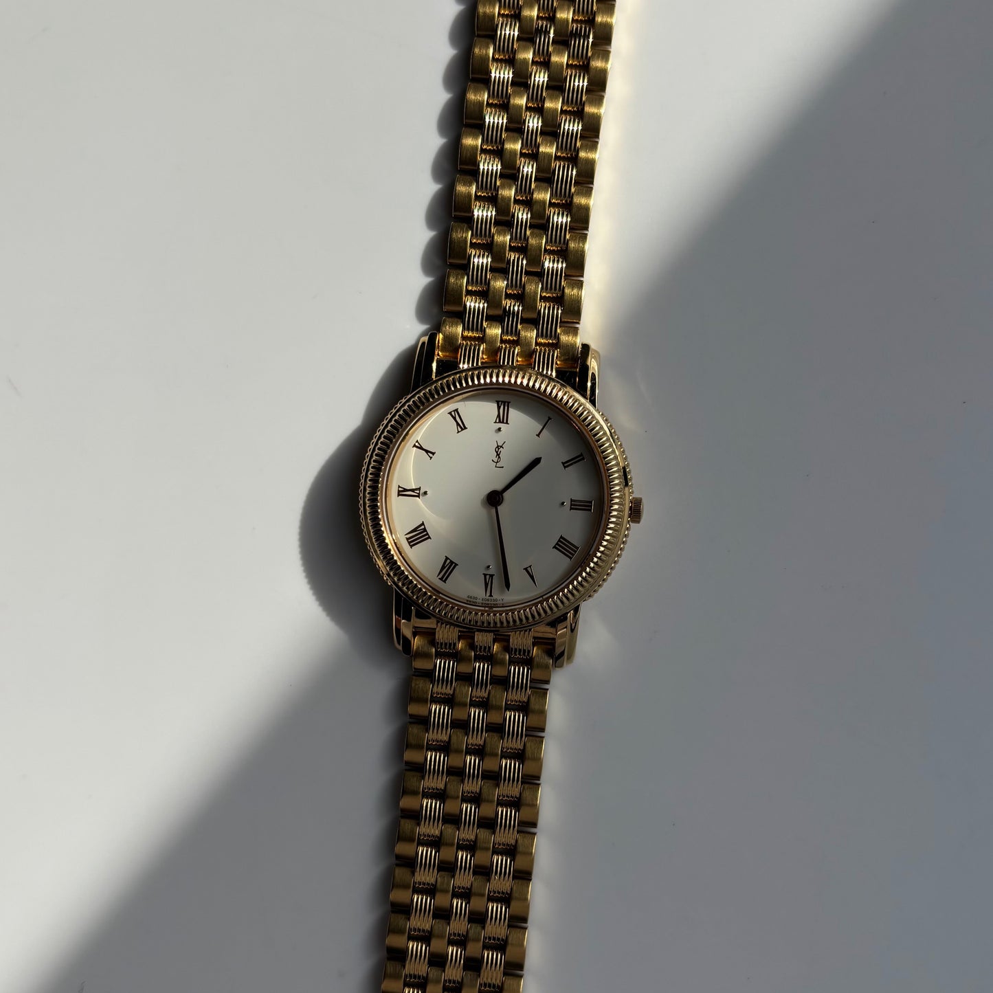 Yves Saint Laurent 1990s Round Dial Gold Plated Watch (Large)