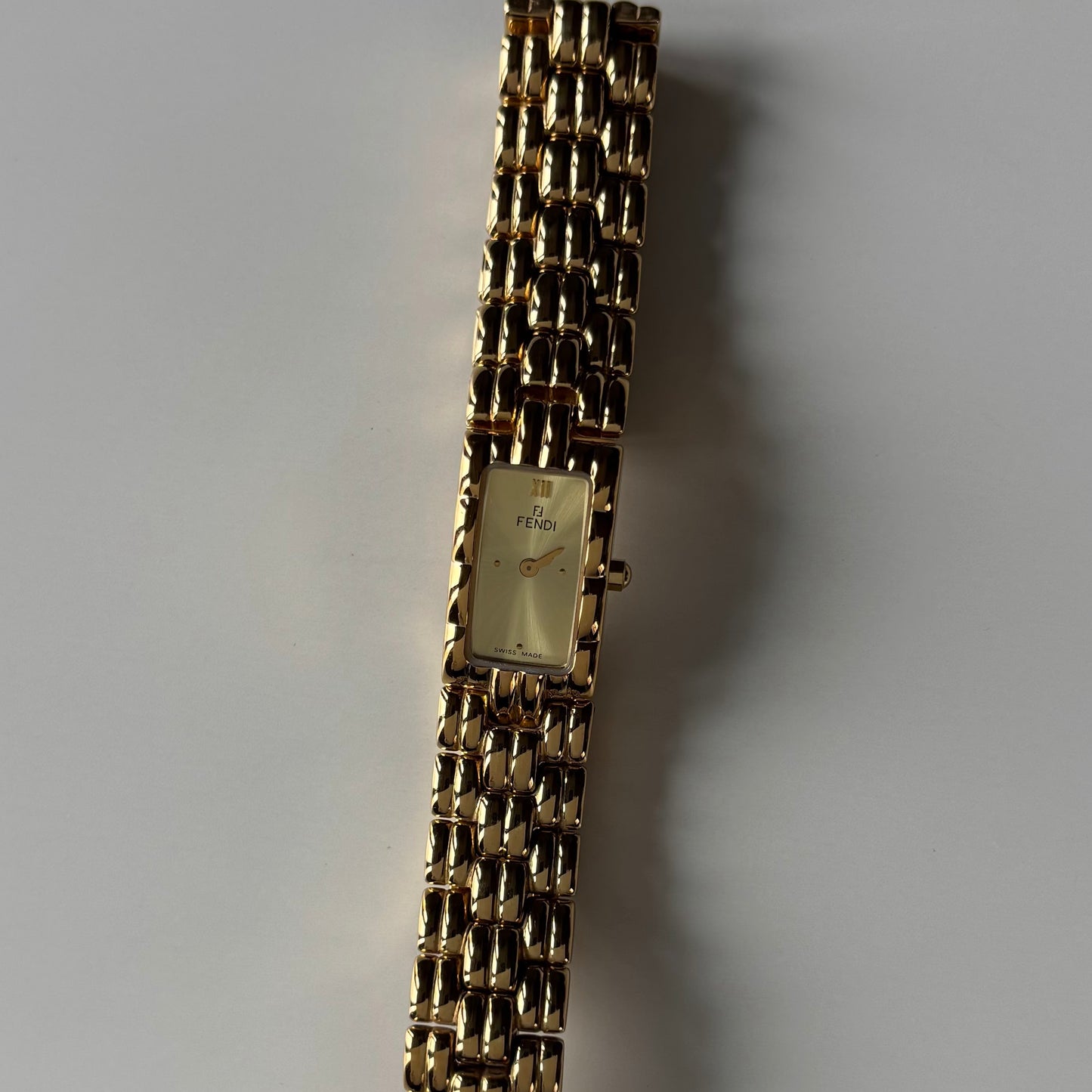 Fendi 1990s Gold Dial Gold Plated Watch