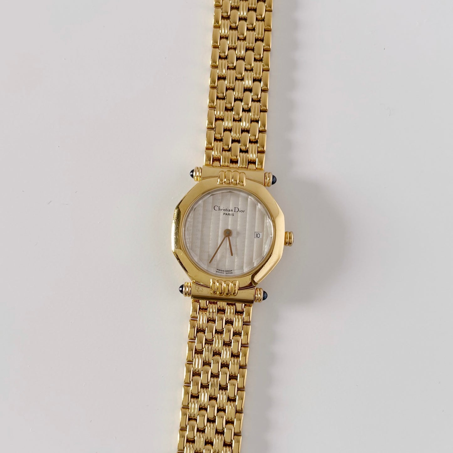 Dior 1990s CD Logo Octagon Gold Plated Watch
