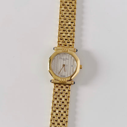 Dior 1990s CD Logo Octagon Gold Plated Watch