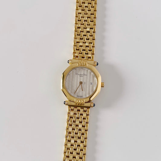 Dior 1990s CD Logo Octagon Gold Plated Watch