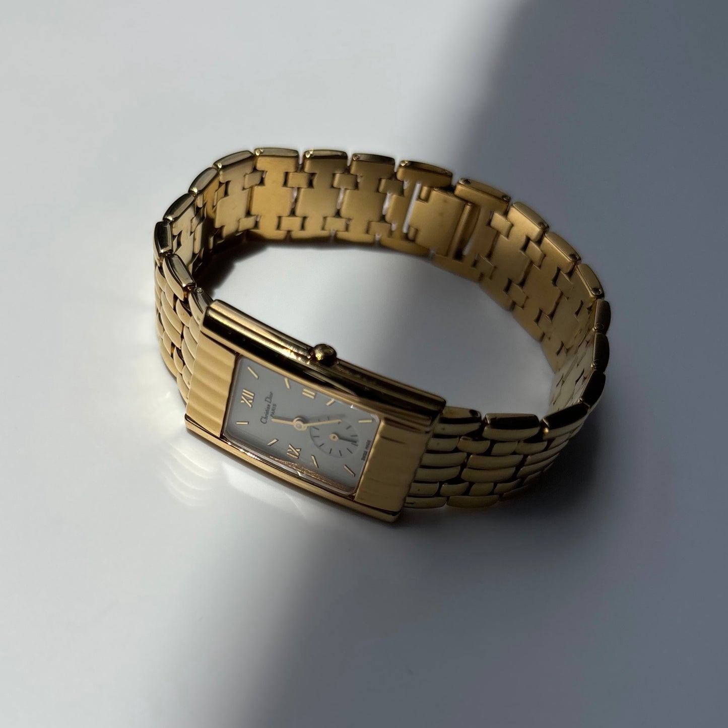 Dior 1990s Sub second Tank Gold Plated Watch